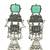 German silver geometric pink green long jhumka earrings