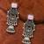 German silver geometric pink long jhumka earrings