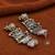 German silver geometric pink long jhumka earrings