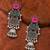 German silver geometric red green long jhumka earrings