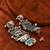 German silver geometric sky blue long jhumka earrings