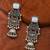 German silver geometric white long jhumka earrings