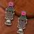 German silver geometric wine long jhumka earrings