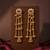 Gold plated lotus motif long kashmiri earrings