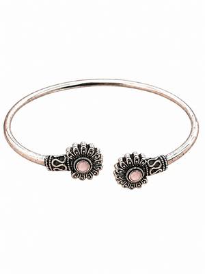 German silver oxidized pink minimal kada bracelet 1