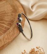 German silver snakehead wine stone adjustable kada bracelet