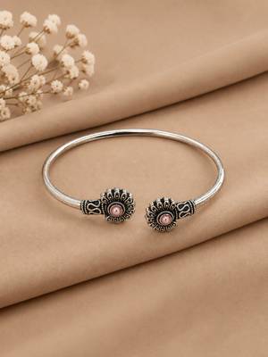 German silver oxidized pink minimal kada bracelet 2