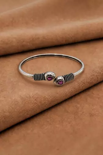 German silver snakehead wine stone adjustable kada bracelet