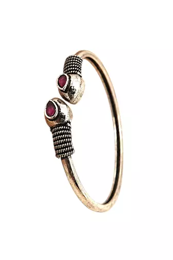 German silver snakehead wine stone adjustable kada bracelet