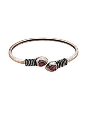 German silver snakehead wine stone adjustable kada bracelet 4