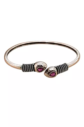 German silver snakehead wine stone adjustable kada bracelet