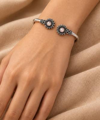 German silver oxidized pink minimal kada bracelet 5