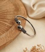 German silver snakehead black stone adjustable kada bracelet