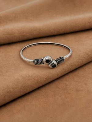 German silver snakehead black stone adjustable kada bracelet 2