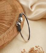 German silver snakehead pink stone adjustable kada bracelet