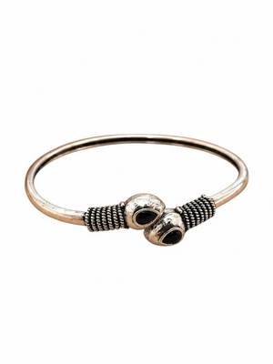 German silver snakehead black stone adjustable kada bracelet 4