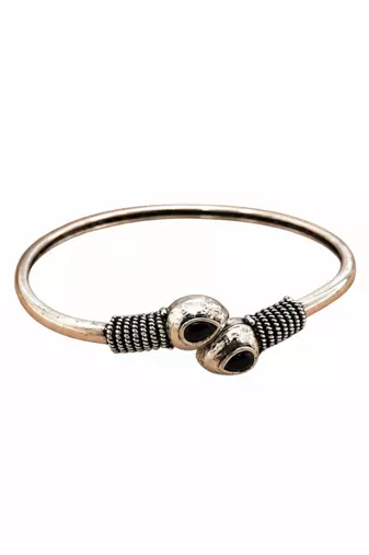 German silver snakehead black stone adjustable kada bracelet