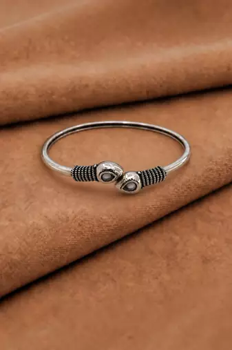 German silver snakehead pink stone adjustable kada bracelet