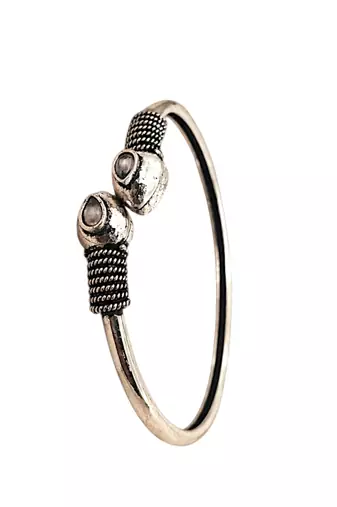 German silver snakehead pink stone adjustable kada bracelet
