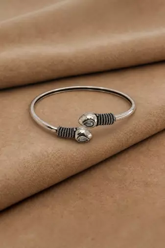 German silver snakehead clear stone adjustable kada bracelet
