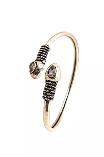 German silver snakehead clear stone adjustable kada bracelet