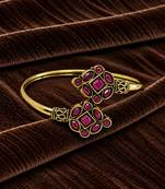Gold plated geometric wine adjustable kada bracelet