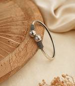 German silver snakehead white stone adjustable kada bracelet