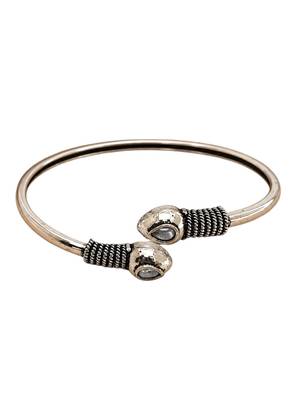 German silver snakehead clear stone adjustable kada bracelet 4