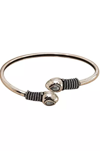 German silver snakehead clear stone adjustable kada bracelet