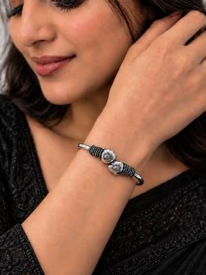German silver snakehead clear stone adjustable kada bracelet 5