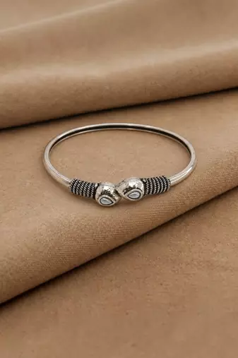 German silver snakehead white stone adjustable kada bracelet
