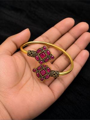 Gold plated geometric wine adjustable kada bracelet 2