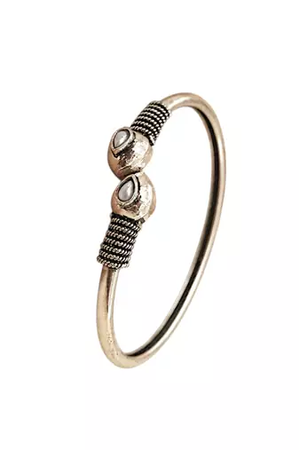 German silver snakehead white stone adjustable kada bracelet