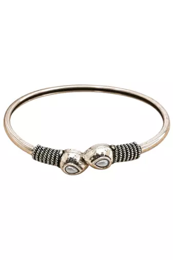 German silver snakehead white stone adjustable kada bracelet