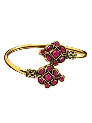 Gold plated geometric wine adjustable kada bracelet 3