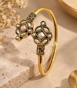 Gold plated geometric white adjustable kada bracelet