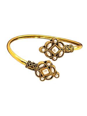 Gold plated geometric white adjustable kada bracelet 4