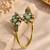 Gold plated geometric pink green adjustable kada bracelet