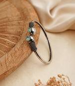 German silver snakehead mint green stone adjustable kada bracelet