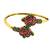 Gold plated geometric red green adjustable kada bracelet