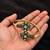 Gold plated geometric pink green adjustable kada bracelet