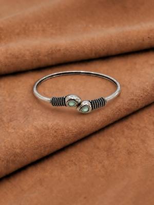 German silver snakehead mint green stone adjustable kada bracelet 2