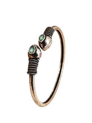 German silver snakehead mint green stone adjustable kada bracelet 3