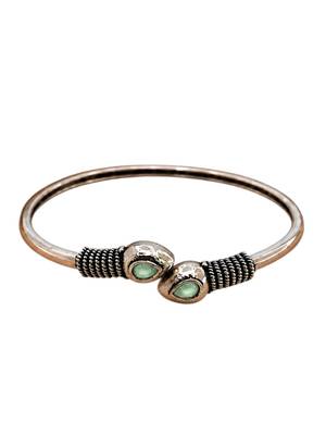 German silver snakehead mint green stone adjustable kada bracelet 4
