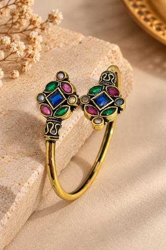 Gold plated geometric multi adjustable kada bracelet