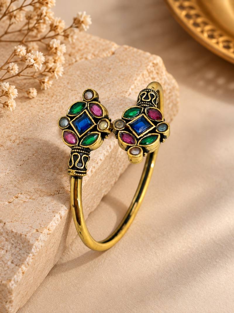 Gold plated geometric multi adjustable kada bracelet