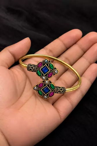 Gold plated geometric multi adjustable kada bracelet