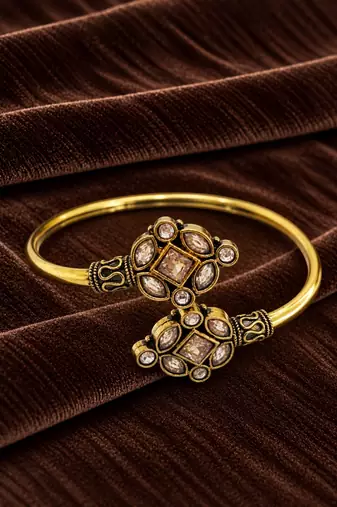 Gold plated geometric clear adjustable kada bracelet