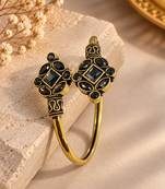 Gold plated geometric black adjustable kada bracelet
