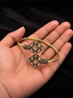 Gold plated geometric clear adjustable kada bracelet 3